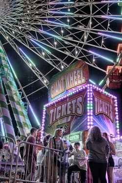 woman standing on metal fence near boy wearing black cap
